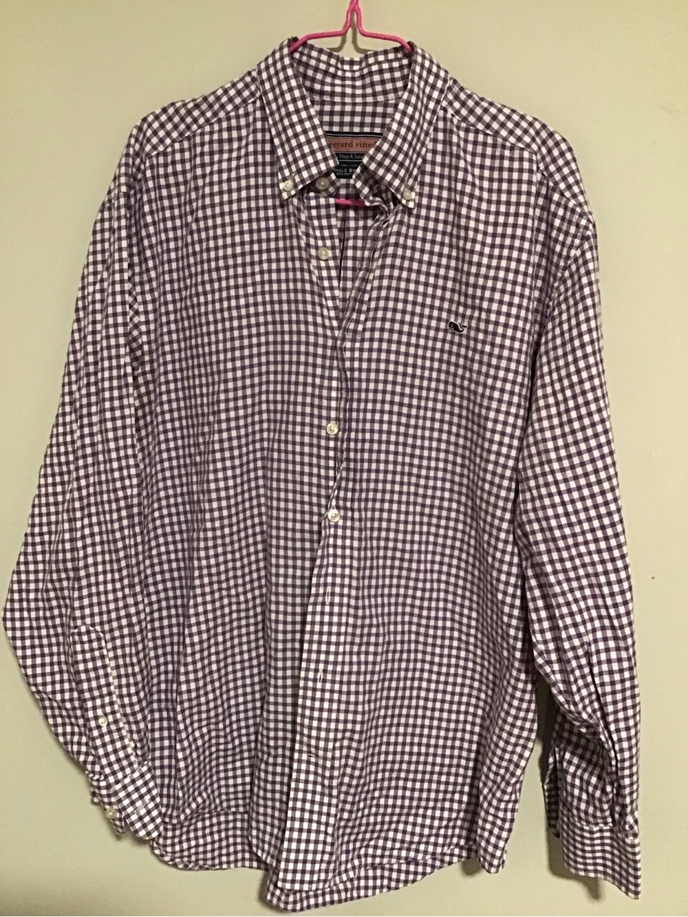 Vineyard Vines Purple and White Gingham Button-Down Shirt